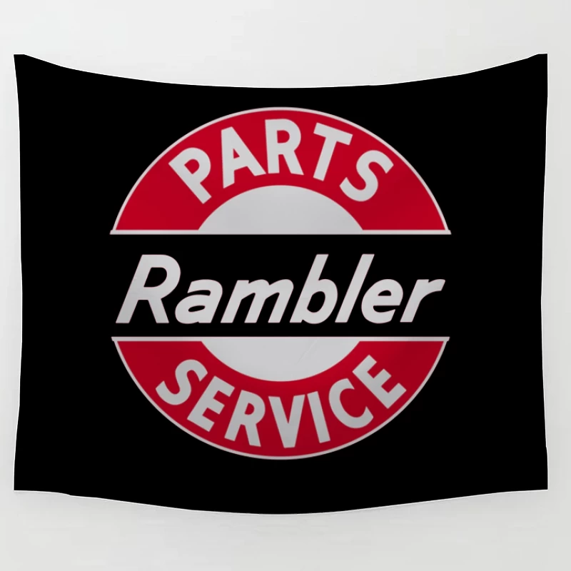 Vintage Rambler Parts & Service Logo Design Tapestry