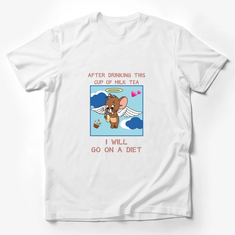 Niedliche Maus mit Milchtee und Diätversprechen Herren T-Shirt