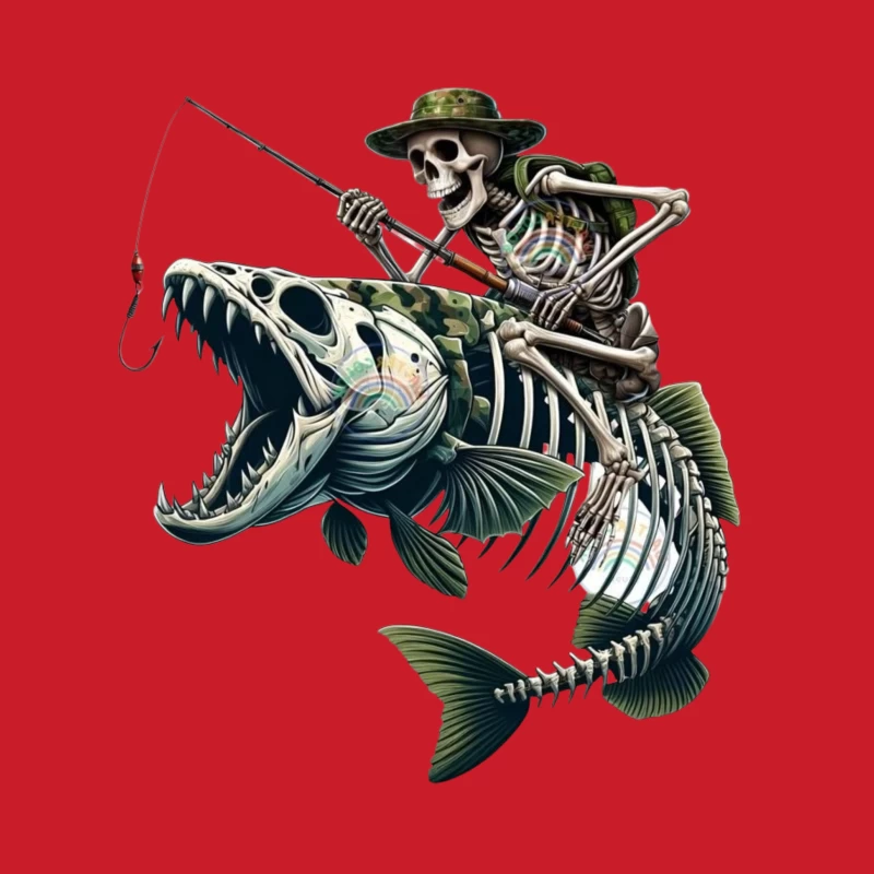 Skeleton Fishing in a Humorous Style Male Pullover Hoodie