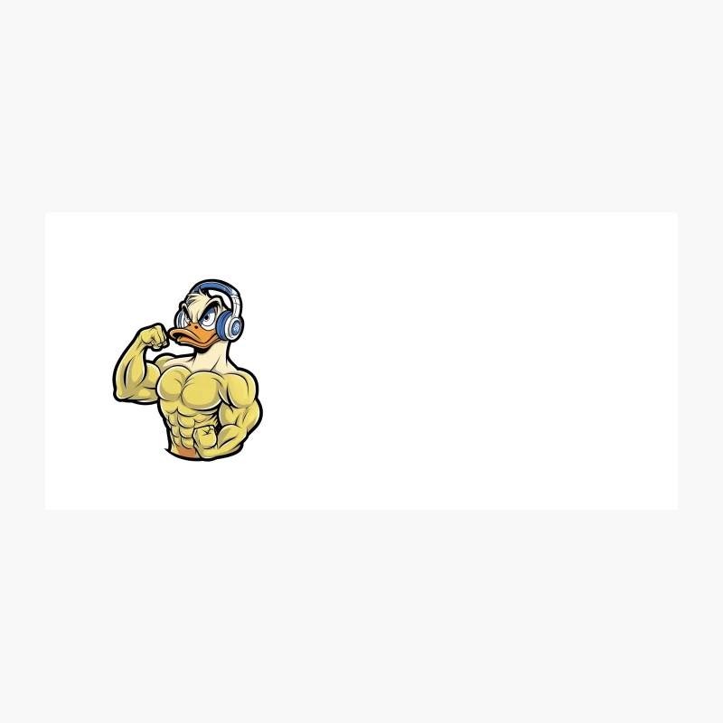 Buff Cartoon Duck with Headphones: Muscular Anthropomorphic Animal Coffee Mug