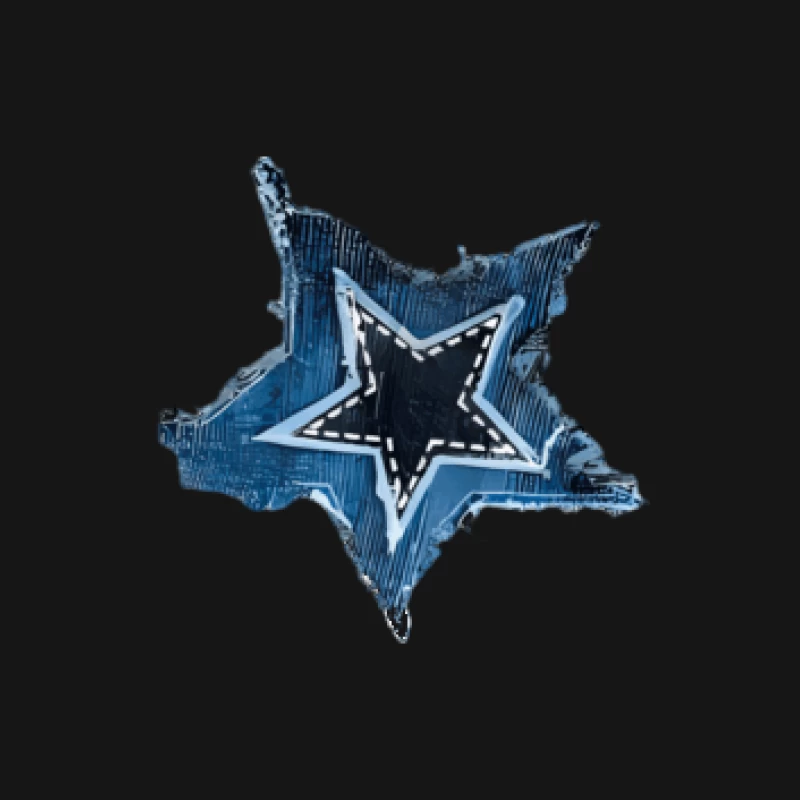Blauer Stern mit texturierter Oberfläche Herren Langarm T-Shirt