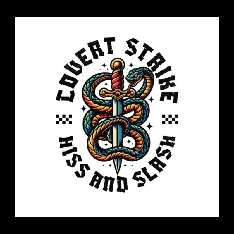 Traditional Snake and Dagger Logo Design - Covert Strike Emblem Throw Pillow