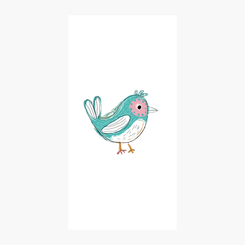 Whimsical Teal Bird Cartoon Illustration iPhone Case