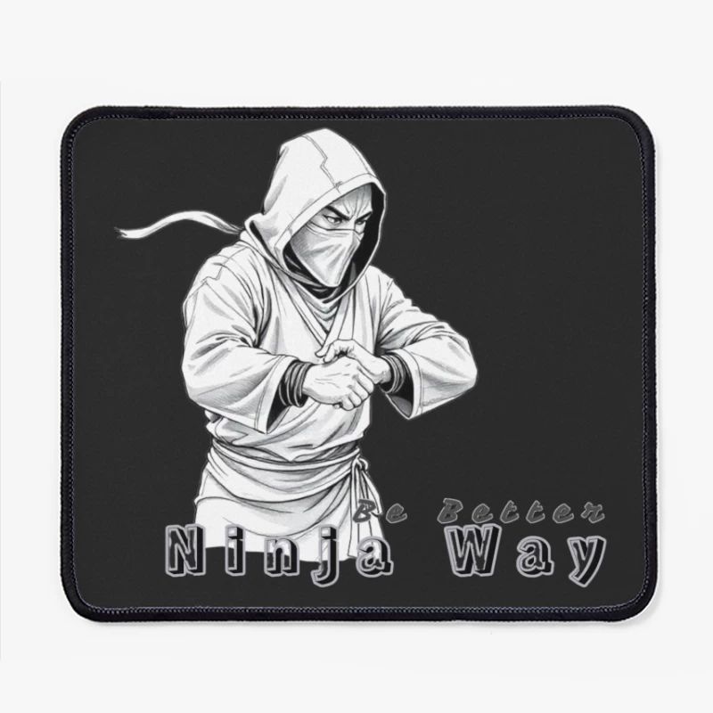 Masked Ninja Warrior in White Hood - The Ninja Way Mouse Pad