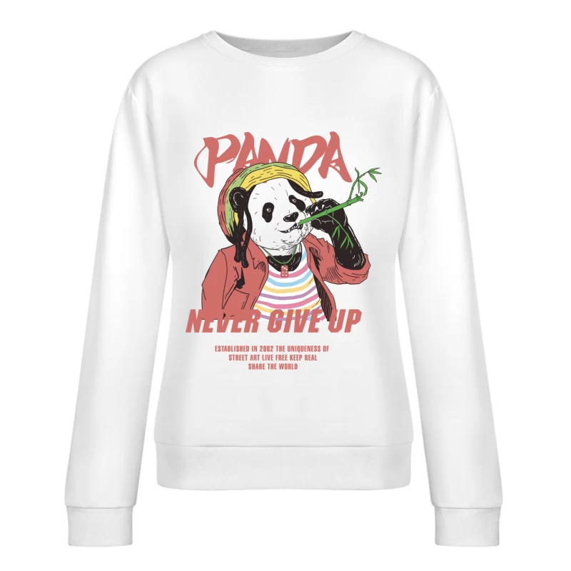 Panda Street Art: Niemals Aufgeben Damen Pullover Sweatshirt
