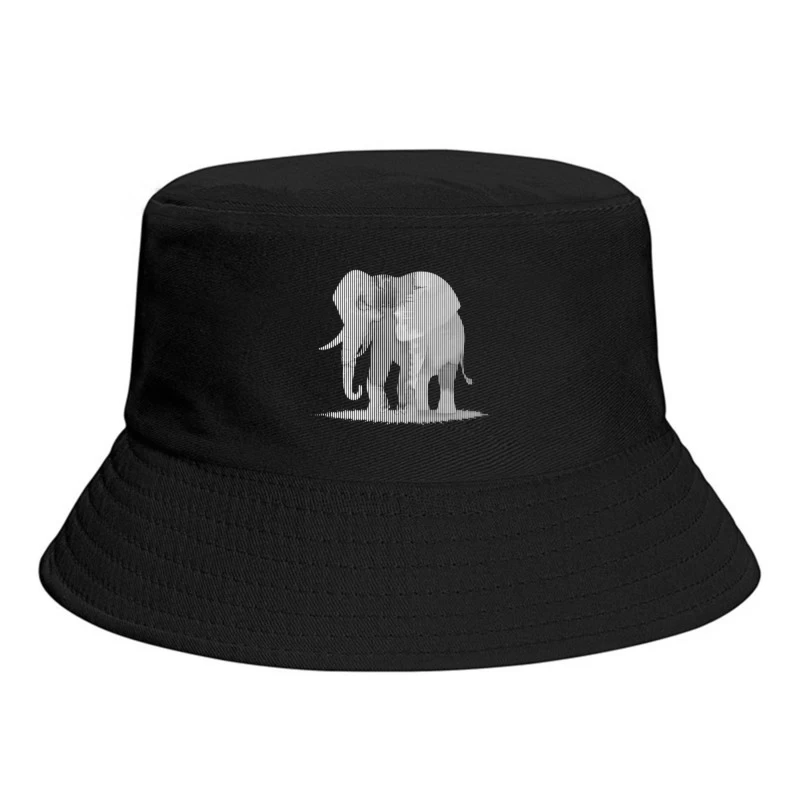 Striped Elephant Silhouette in Minimalist Line Art Bucket Hat