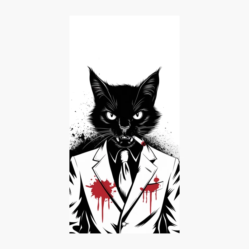 Menacing Anthropomorphic Cat in Bloodstained Suit iPhone Case