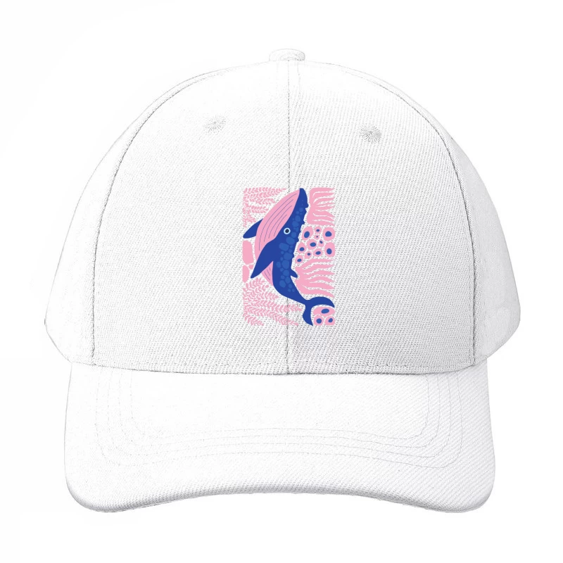 Whimsical Whale in a Coral Dream Baseball Cap