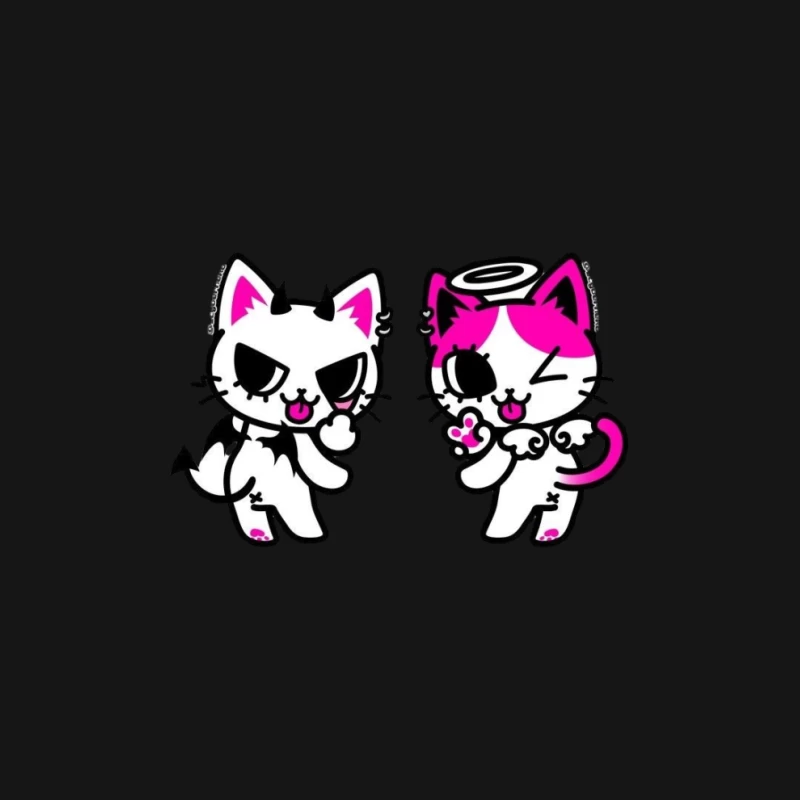 Teufel und Engel Katzen Herren Langarm T-Shirt