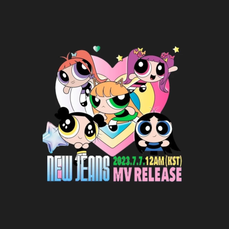 New Jeans Musikvideo Veröffentlichung mit Powerpuff Girls Design Herren Tanktops