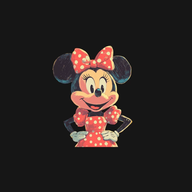 Vintage-Style Minnie Mouse: Iconic Disney Character in Polka Dots Male Long Sleeve T-Shirt