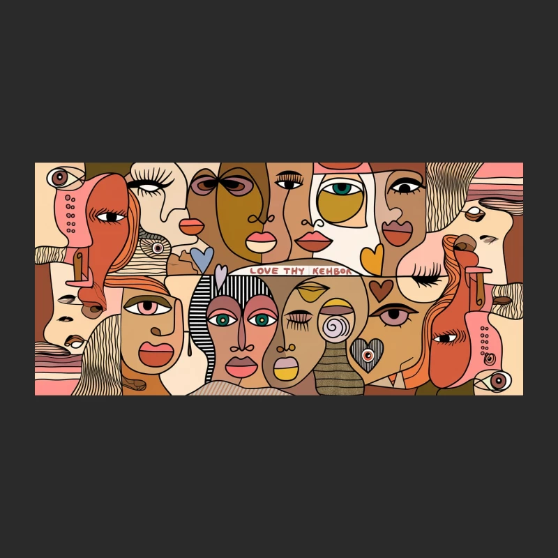 Diverse Abstract Faces: A Colorful Cubist Celebration Baseball Cap