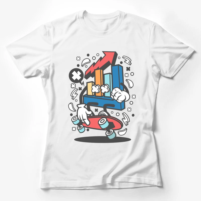 Diagramme en barres dynamique sur un skateboard Femme T-Shirt