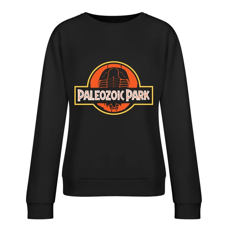 Retro-Style Paleozoic Park Logo with Trilobite Fossil Female Pullover Sweatshirt