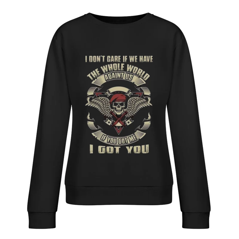 Motivational Military Solidarity Design Female Pullover Sweatshirt