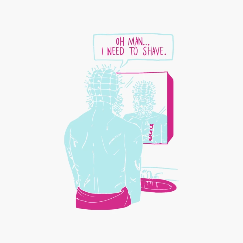 Humorous Illustration of Shaving Dilemma in Bathroom Mirror Cotton Tote Bag
