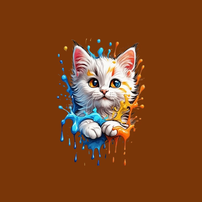 Cute Colorful Cat Illustration Tapestry