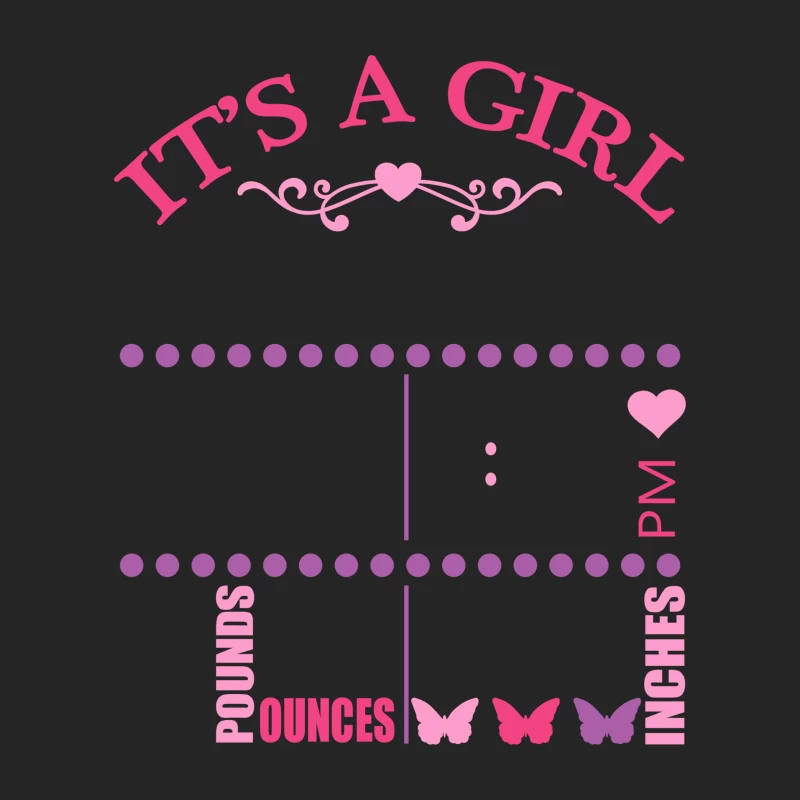 Annonce de naissance fille avec cœurs et papillons Homme Sweat-shirt à enfiler