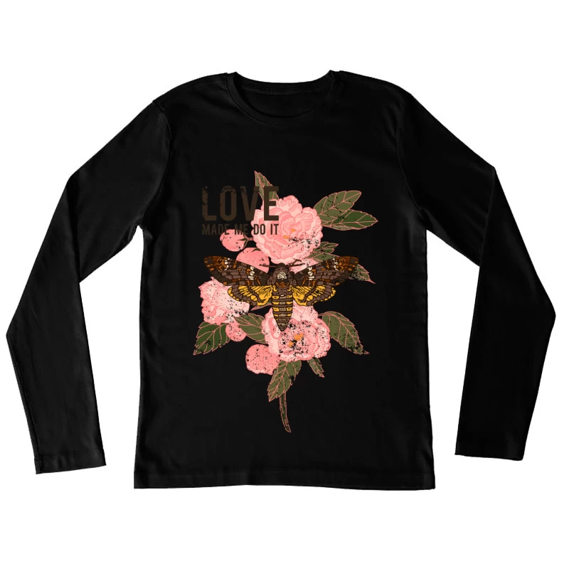 Mite et Fleurs Roses avec Inspiration d'Amour Femme Manches Longues T-Shirt
