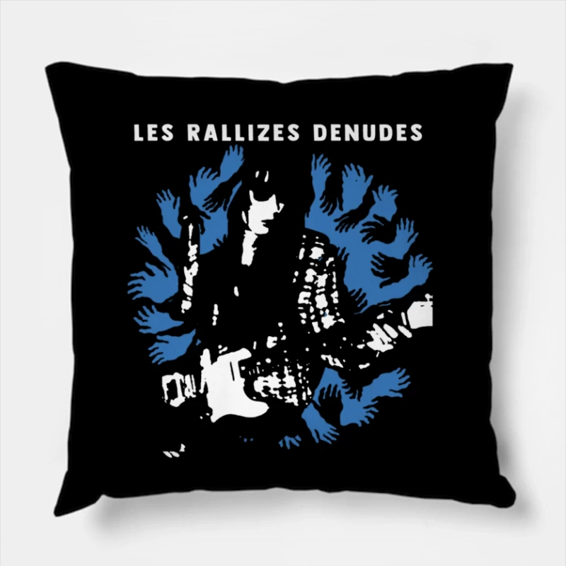 Abstract Blue Hands Map Artwork by Les Rallizes Denudes Throw Pillow