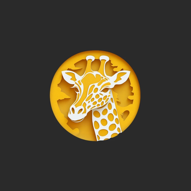Geometric Giraffe Paper Art in Yellow Circle Baseball Cap