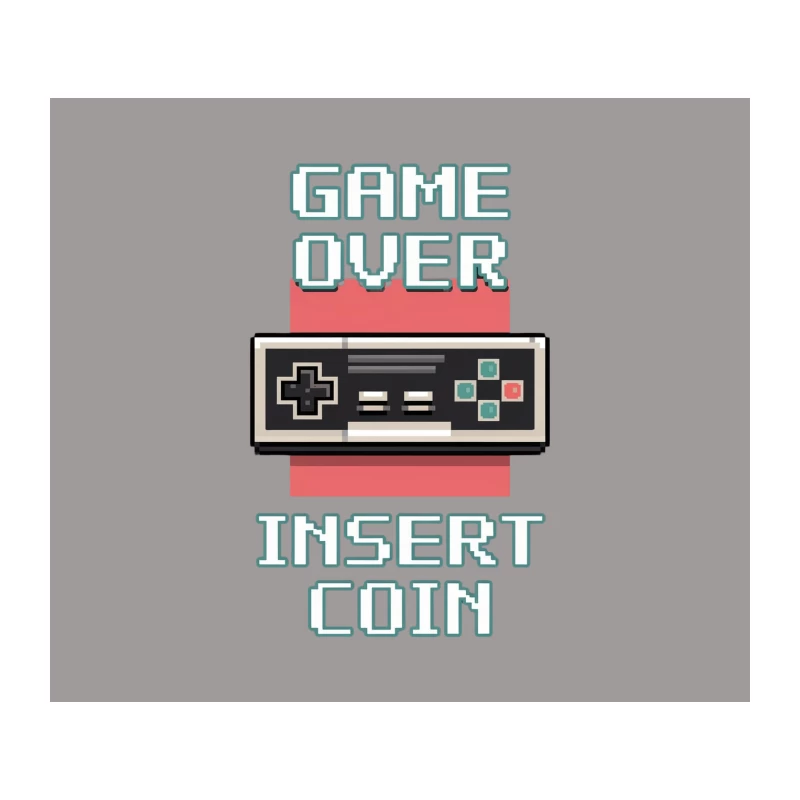 Retro Gaming Controller Game Over Insert Coin Pixel Art Tapestry
