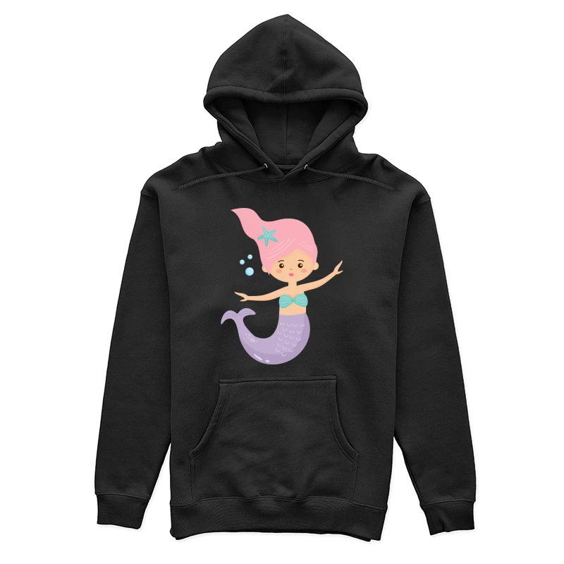 Jolie sirène dessinée avec des cheveux roses Femme Sweat à capuche
