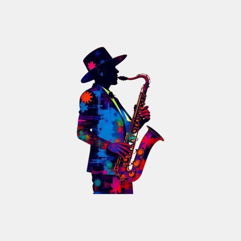 Colorful Saxophonist Silhouette Male Tank Top