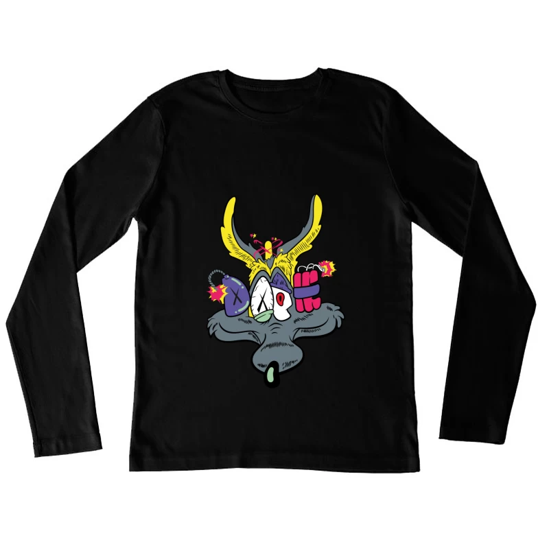 Whimsical Cartoon Creature with Explosive Elements Female Long Sleeve T-Shirt