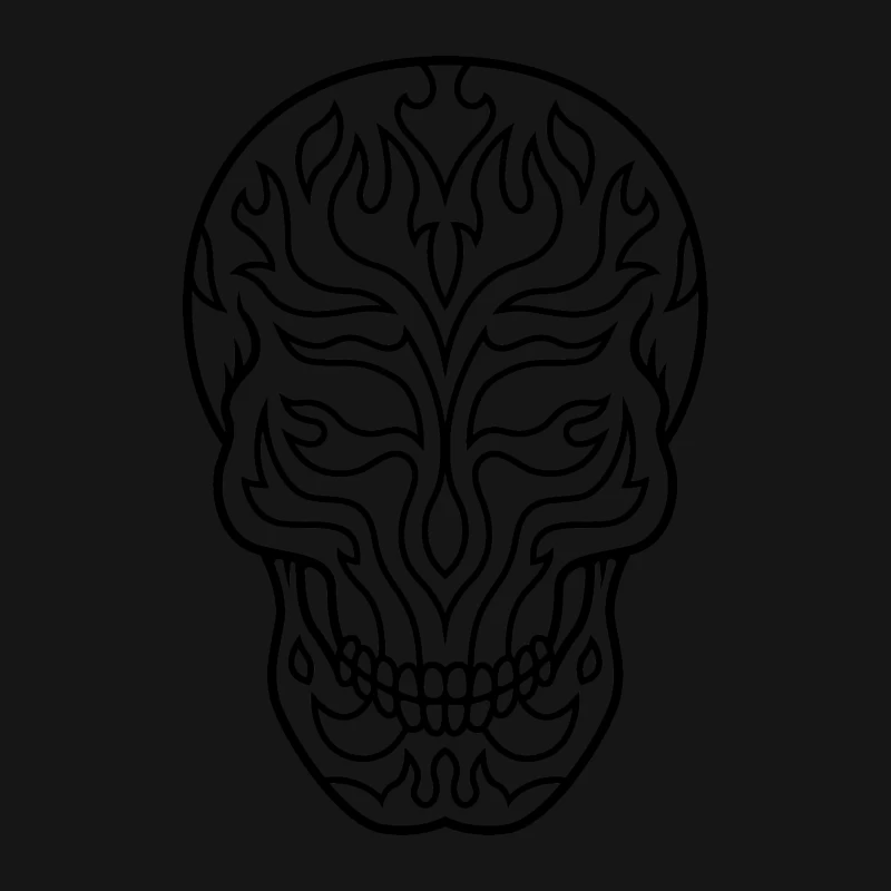 Crâne tribal avec flammes Homme Manches Longues T-Shirt
