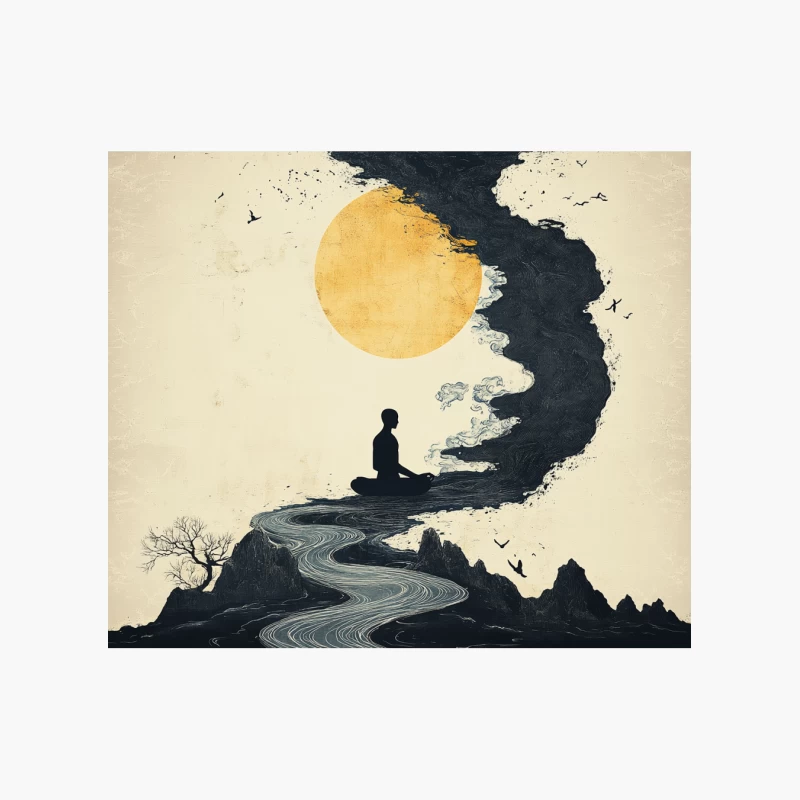 Moonlit Meditation: A Silhouette's Spiritual Journey Cotton Tote Bag