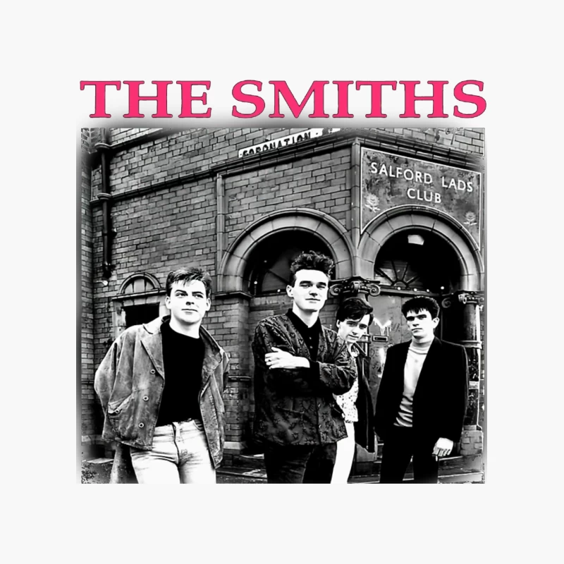 The Smiths Band Outside Historic Salford Lads Club - Iconic Black and White Photograph Cotton Tote Bag