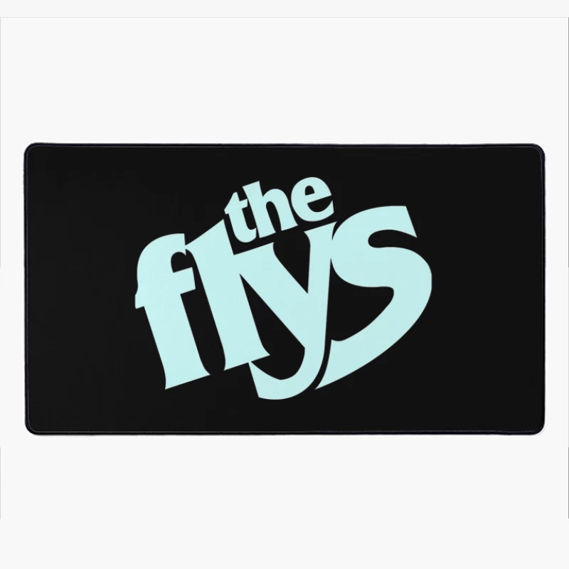 The Flys Band Logo in Light Blue Typography Desk Mat