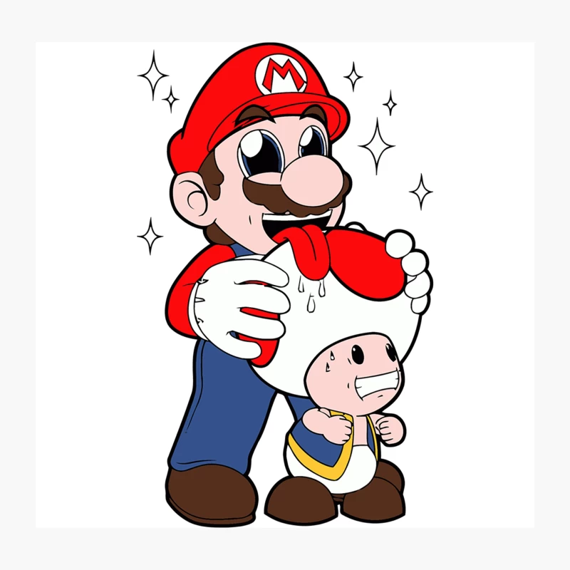 Mario Embracing Mushroom: Iconic Nintendo Character Throw Pillow