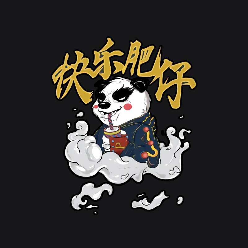 Fröhlicher Panda genießt Getränk Herren Pullover Hoodie