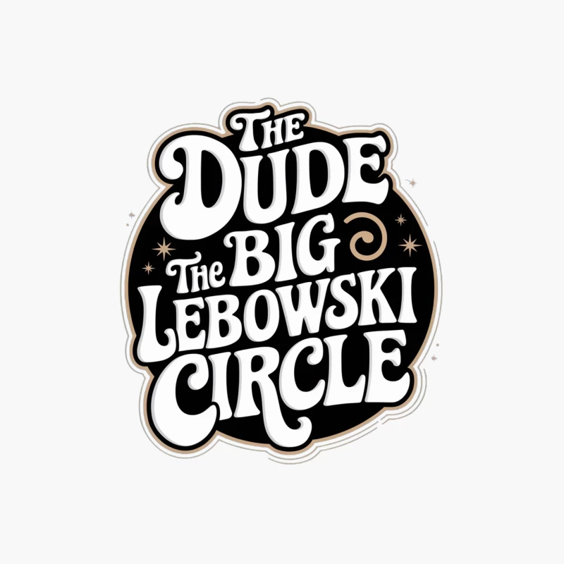 The Dude's Big Lebowski Circle: Retro Typography for Cult Film Fans Cotton Tote Bag