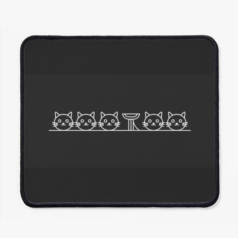Minimalist Cat Lineup: A Cute Symmetrical Design Mouse Pad
