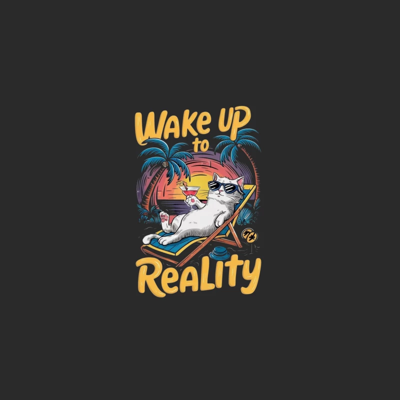 Chill Cat on Vacation: Wake Up to Reality Baseball Cap