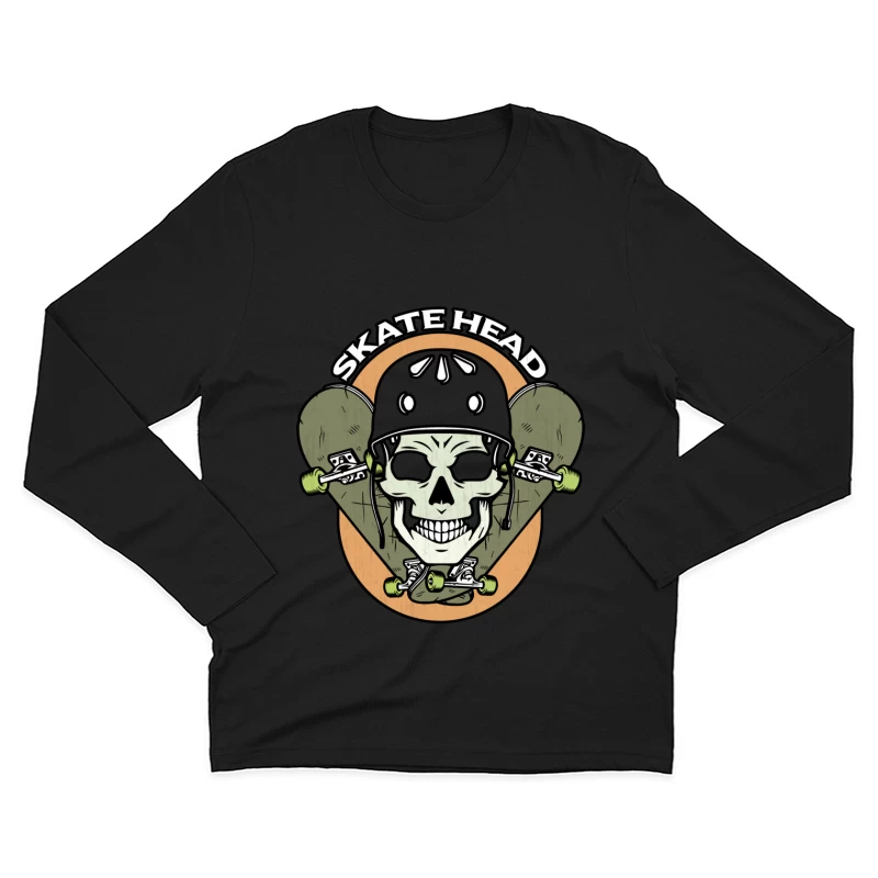 Skater Totenkopf mit Helmlinie Herren Langarm T-Shirt