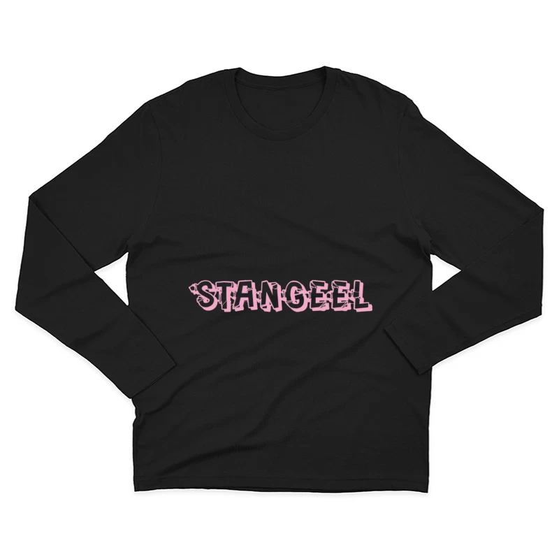 Rosaner Graffiti-Schriftzug Stil Herren Langarm T-Shirt
