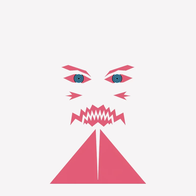Minimalist Pink Geometric Face with Hypnotic Eyes Female T-Shirt
