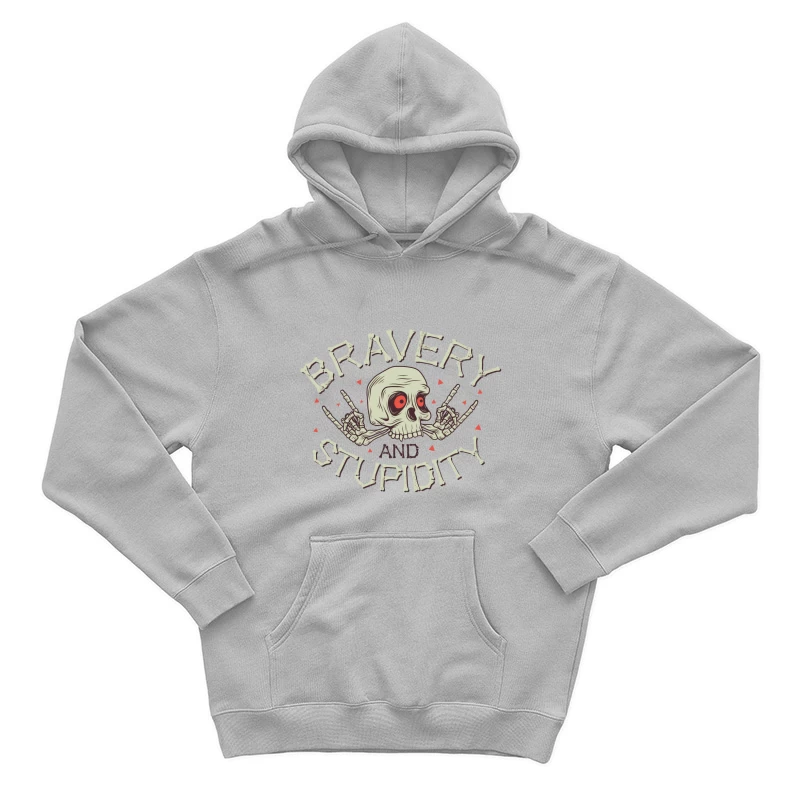 Bravery and Stupidity Skull Art Male Pullover Hoodie