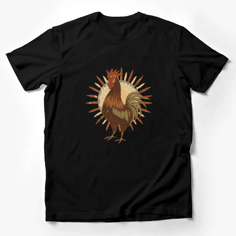 Vintage Sun Rooster T-Shirt Male T-Shirt