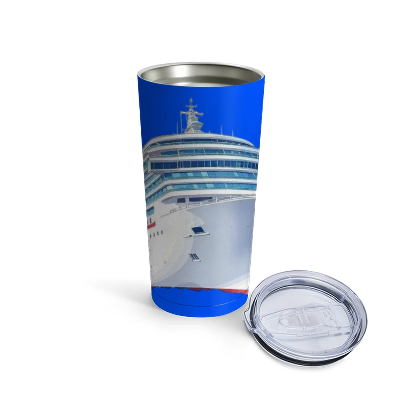 Modern Luxury Cruise Ship in White and Blue Design Travel Mug