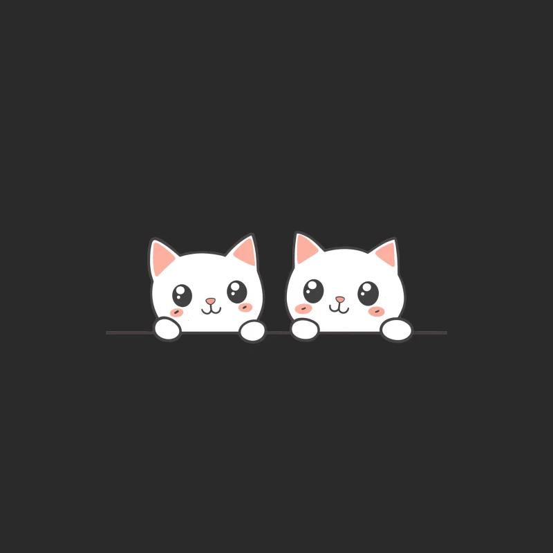 Cute Kawaii White Cats Cartoon Illustration Baseball Cap