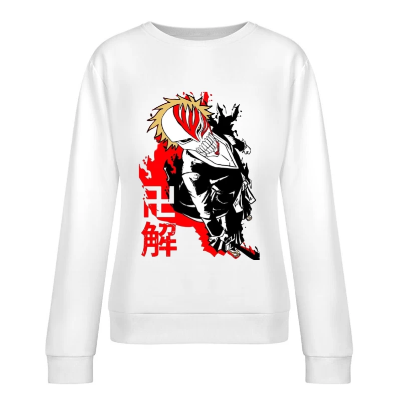 Hollow Maske Krieger Illustration Damen Pullover Sweatshirt