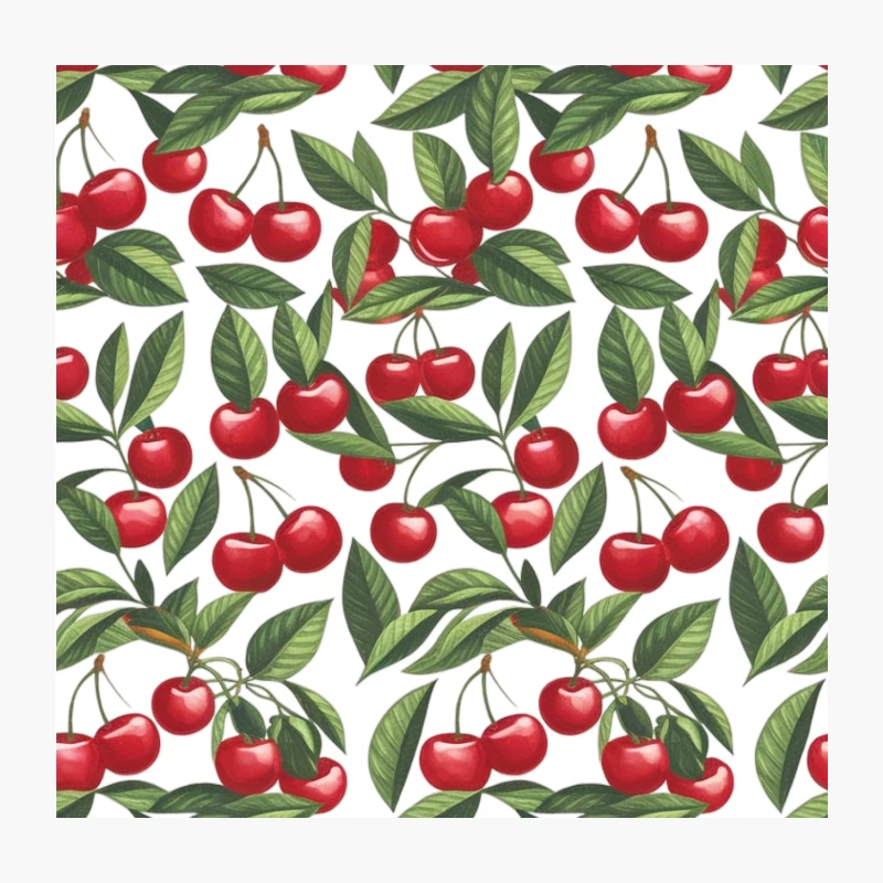 Vibrant Cherry Botanical Pattern: A Fresh Fruit Seamless Design Throw Pillow