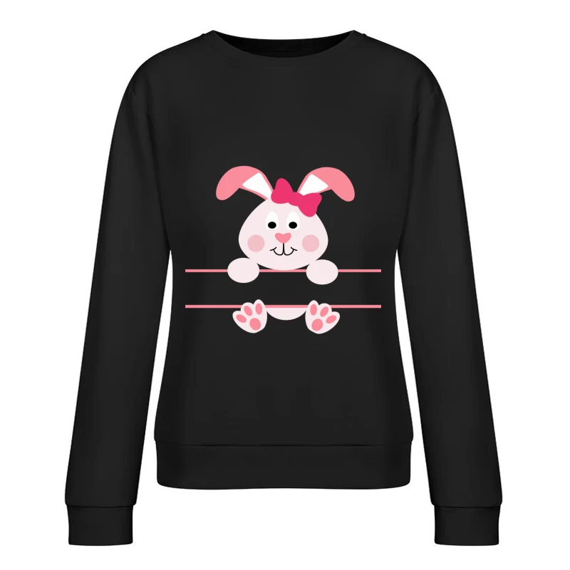 Lapin de Pâques avec nœud rose Femme Sweat-shirt à enfiler