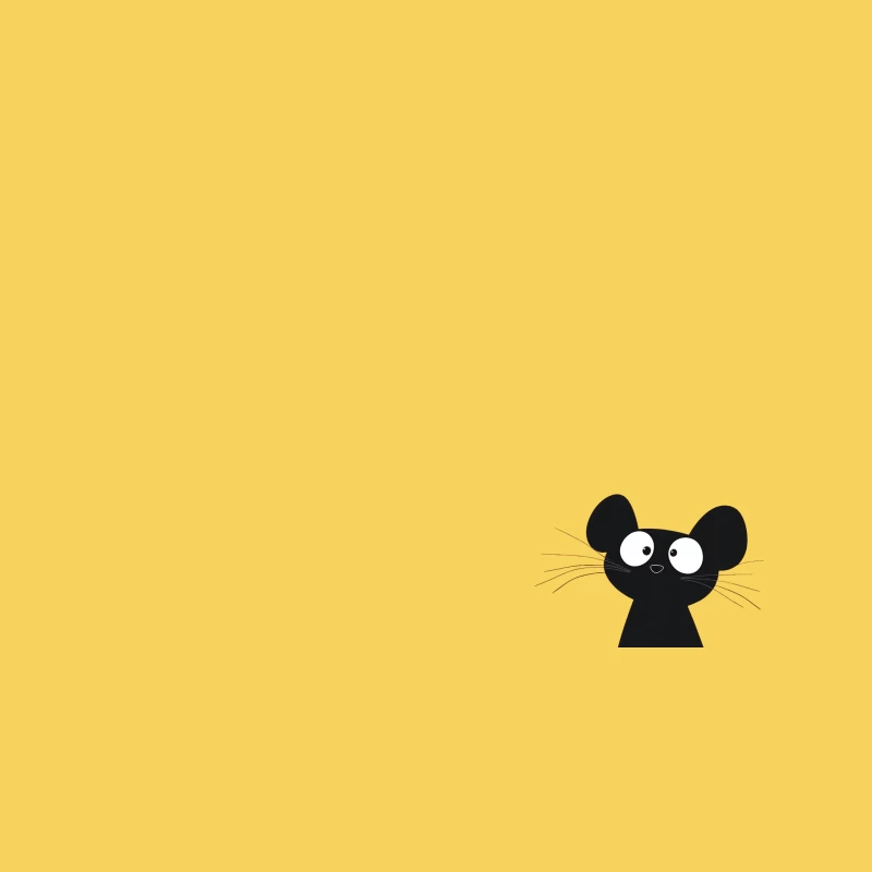 Minimalist Black Cat Cartoon with Big Eyes Bucket Hat