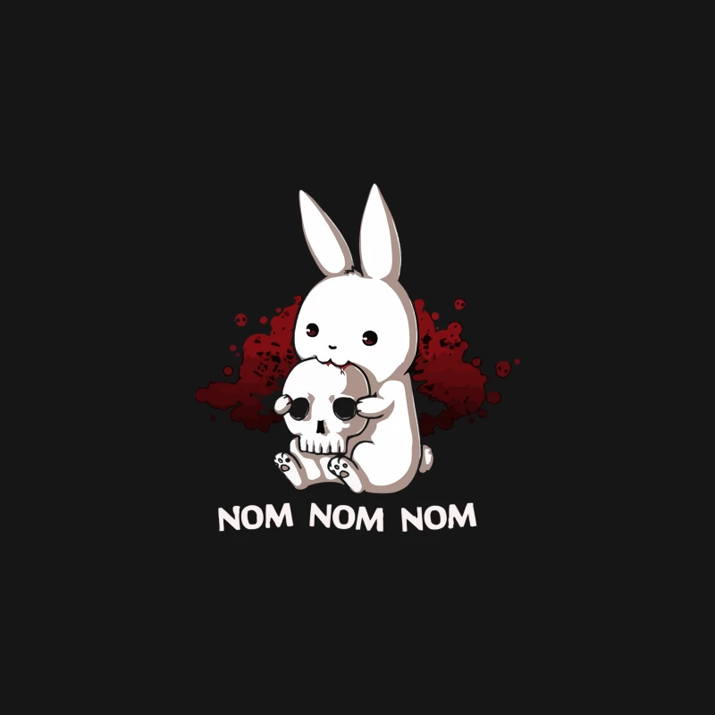 Cute Bunny's Macabre Meal: A Dark Humor Cartoon Desk Mat